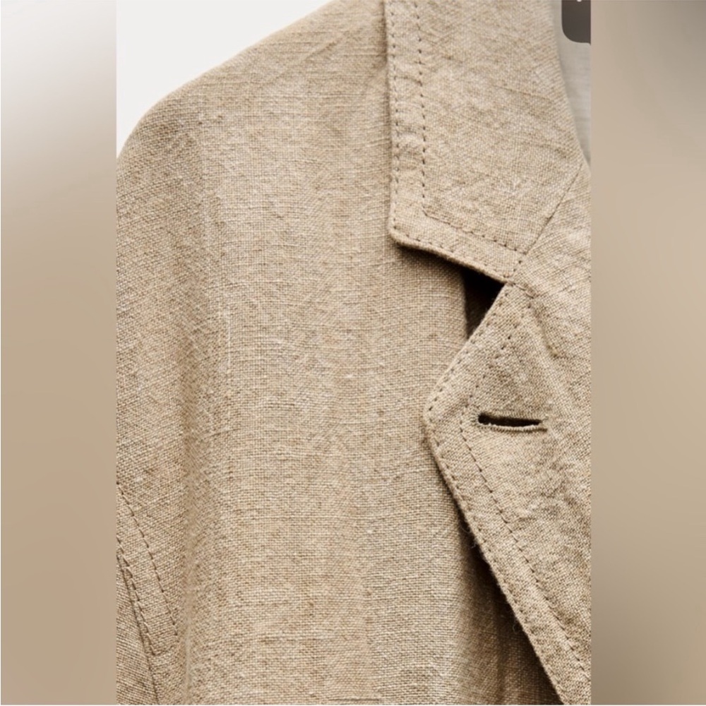 Zara Women’s Linen Duster Coat M-L NWT - Picture 2 of 6